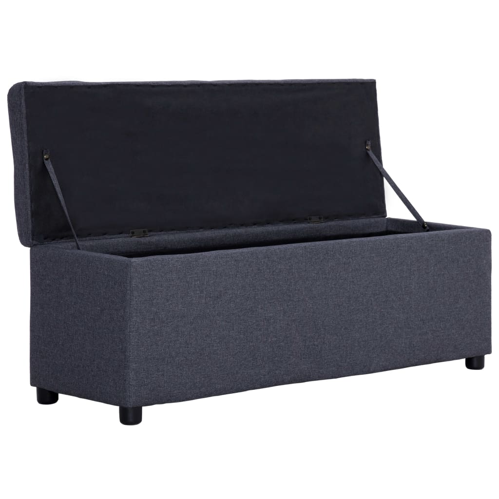 vidaXL Bancă, compartiment de depozitare, gri închis, 116 cm poliester vidaXL Bancă, compartiment de depozitare, gri închis, 116 cm poliester