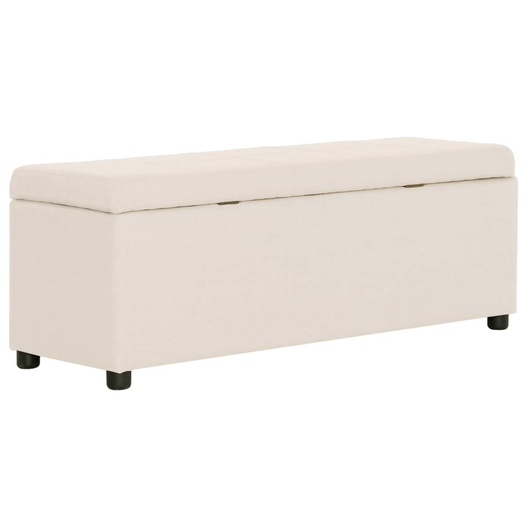 vidaXL Bancă cu compartiment de depozitare, crem, 116 cm, poliester