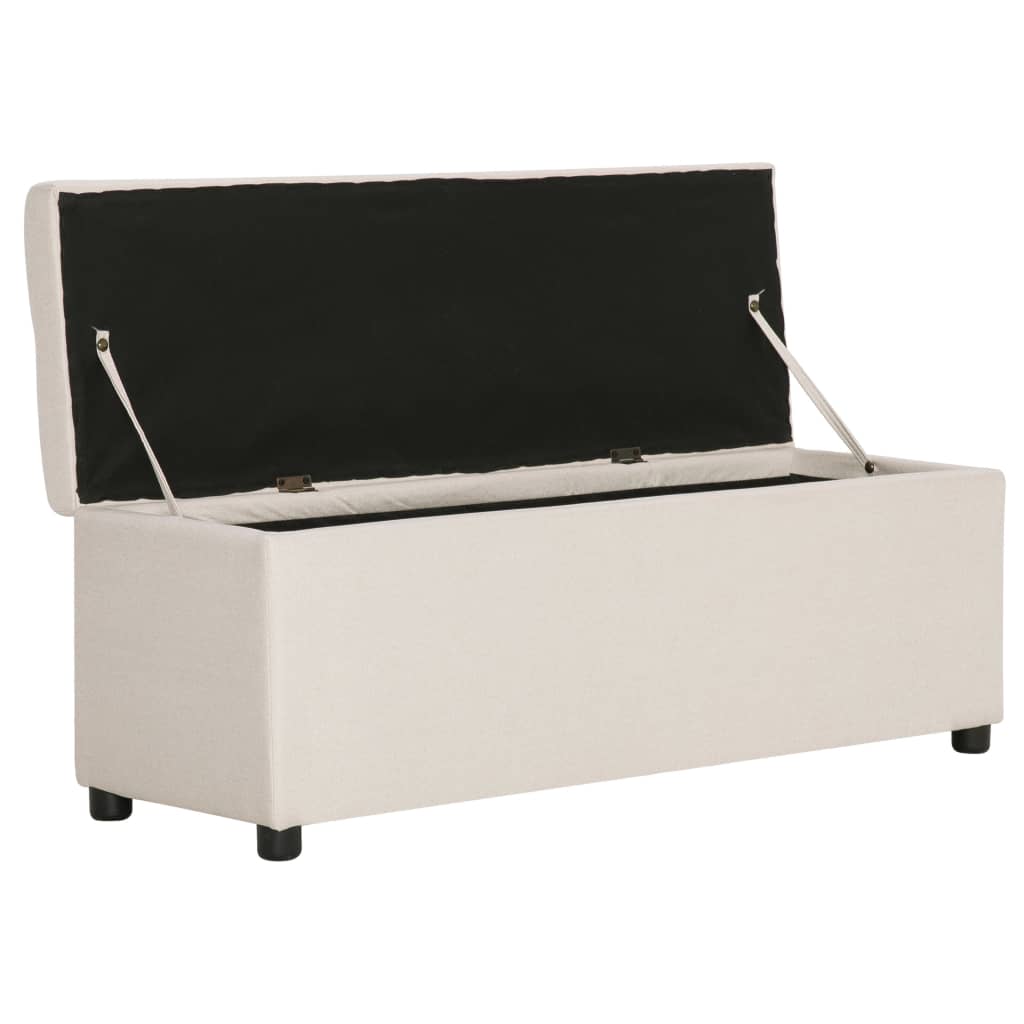 vidaXL Bancă cu compartiment de depozitare, crem, 116 cm, poliester