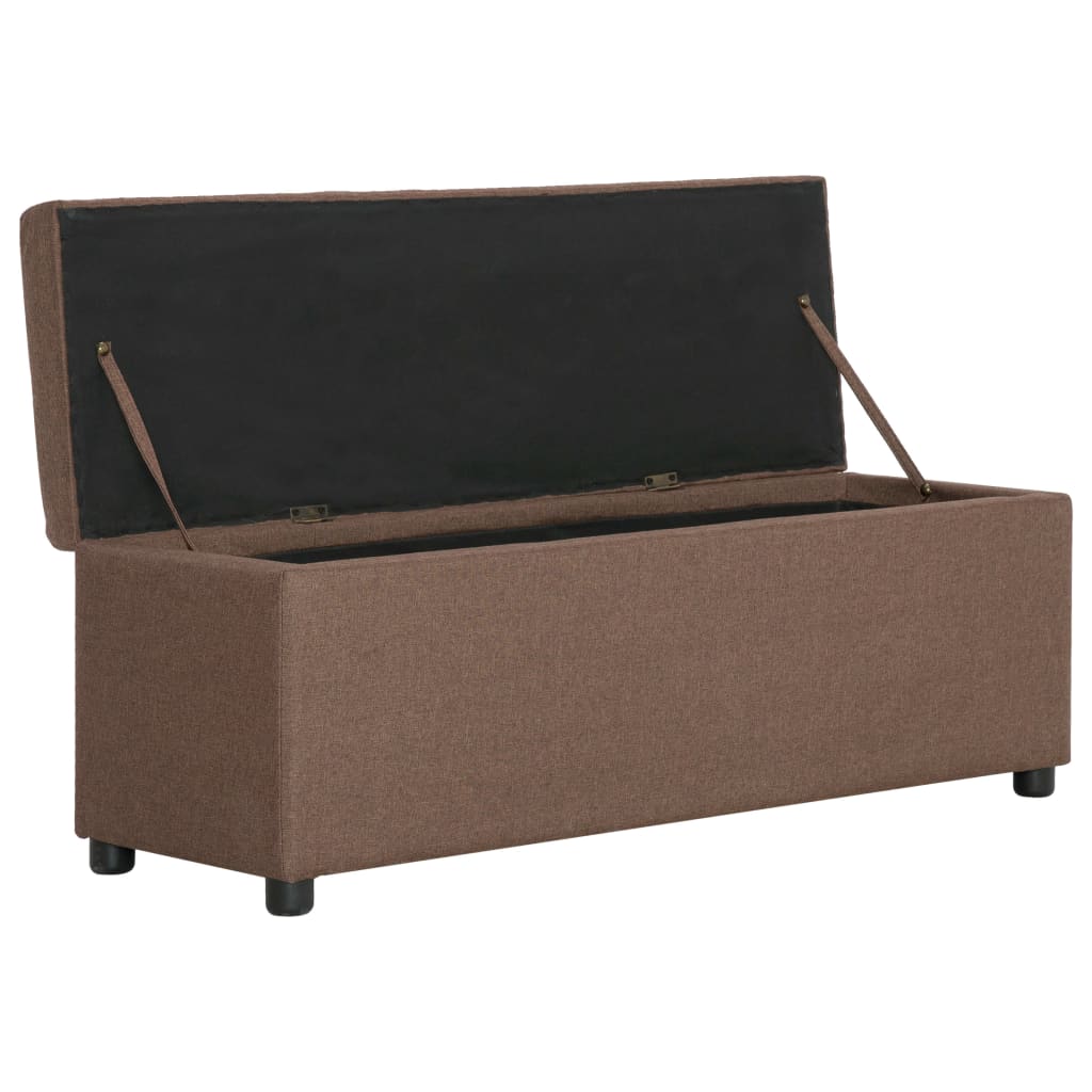 vidaXL Bancă cu compartiment de depozitare, maro, 116 cm, poliester vidaXL Bancă cu compartiment de depozitare, maro, 116 cm, poliester