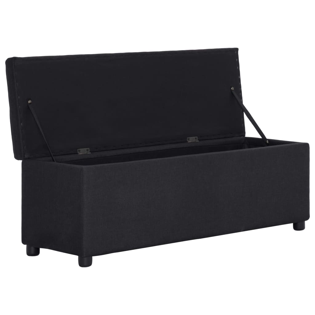 vidaXL Bancă cu compartiment de depozitare, negru, 116 cm, poliester vidaXL Bancă cu compartiment de depozitare, negru, 116 cm, poliester
