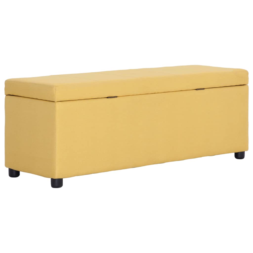 vidaXL Bancă cu compartiment de depozitare, galben, 116 cm, poliester vidaXL Bancă cu compartiment de depozitare, galben, 116 cm, poliester