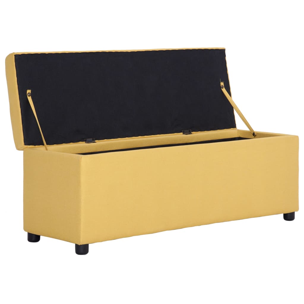 vidaXL Bancă cu compartiment de depozitare, galben, 116 cm, poliester vidaXL Bancă cu compartiment de depozitare, galben, 116 cm, poliester
