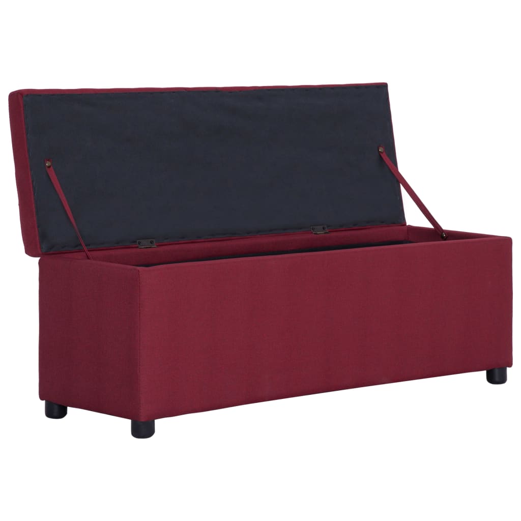 vidaXL Banchetă cu zonă de depozitare, roșu vin, 116cm, poliester
