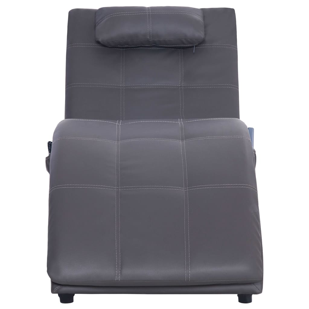 vidaXL Șezlong de masaj cu pernă, gri, piele artificială vidaXL Șezlong de masaj cu pernă, gri, piele artificială