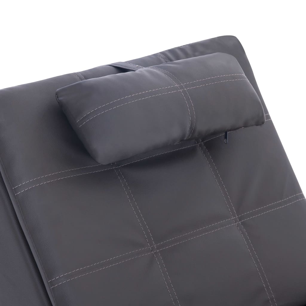vidaXL Șezlong de masaj cu pernă, gri, piele artificială vidaXL Șezlong de masaj cu pernă, gri, piele artificială