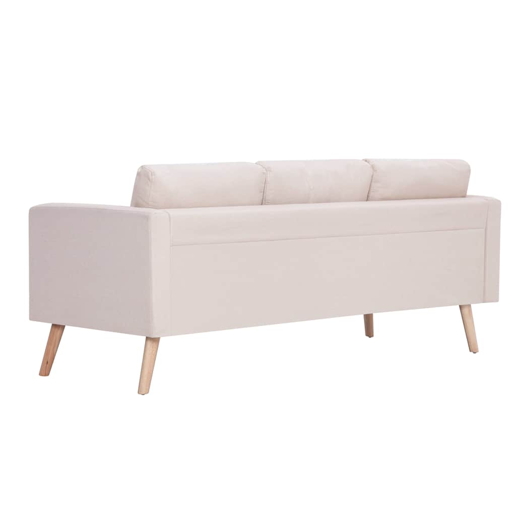 vidaXL Canapea cu 3 locuri, crem, material textil vidaXL Canapea cu 3 locuri, crem, material textil