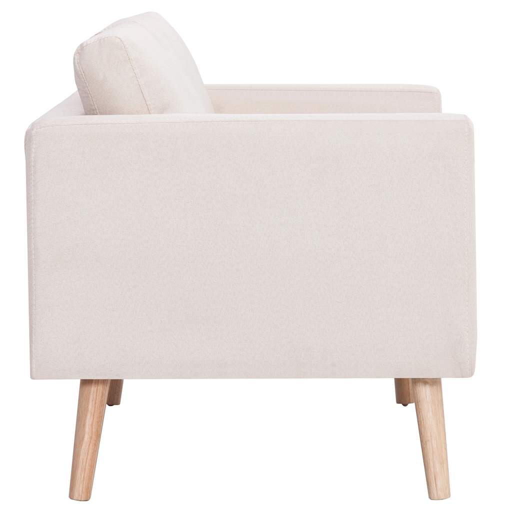 vidaXL Canapea cu 3 locuri, crem, material textil vidaXL Canapea cu 3 locuri, crem, material textil