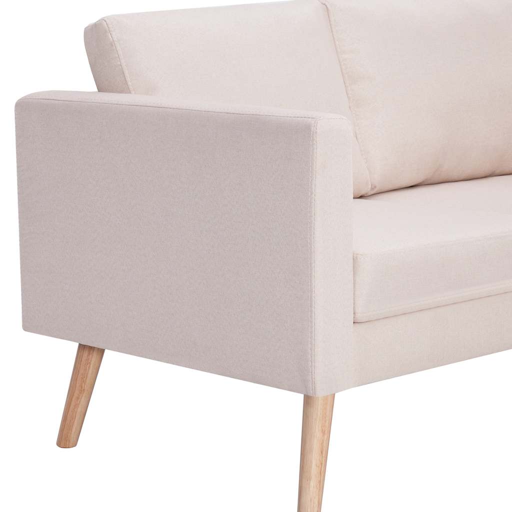 vidaXL Canapea cu 3 locuri, crem, material textil vidaXL Canapea cu 3 locuri, crem, material textil