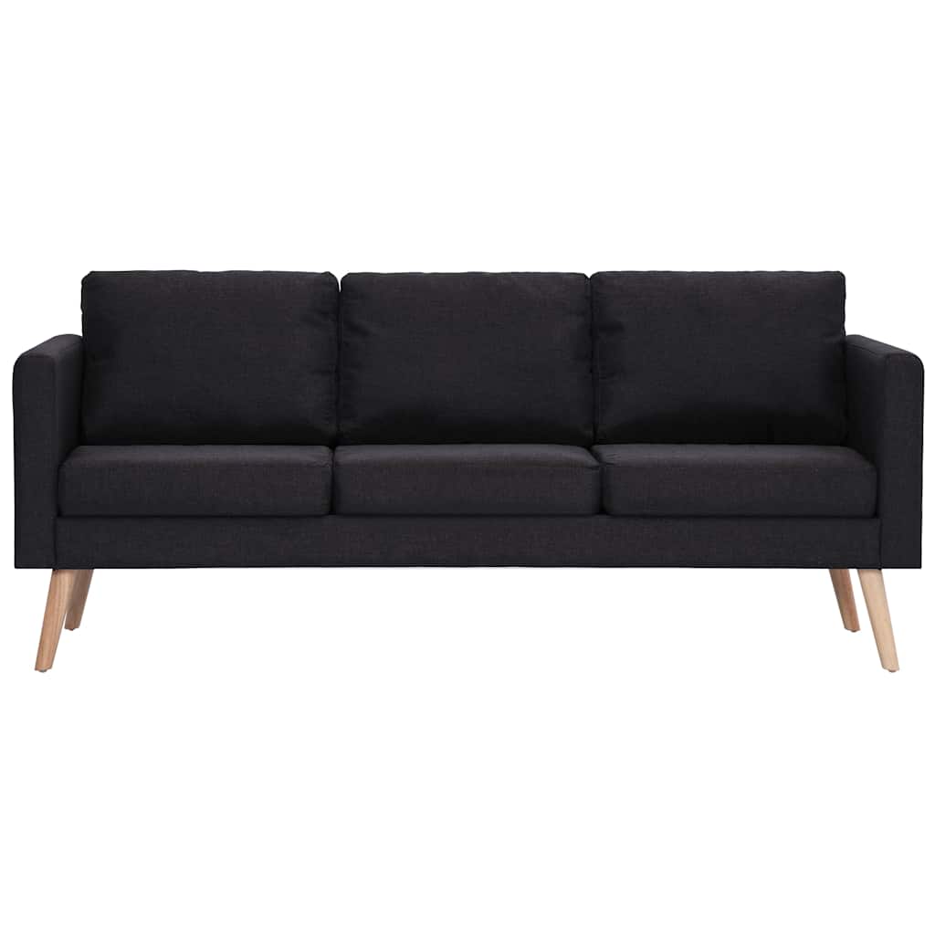 vidaXL Canapea cu 3 locuri, negru, material textil vidaXL Canapea cu 3 locuri, negru, material textil