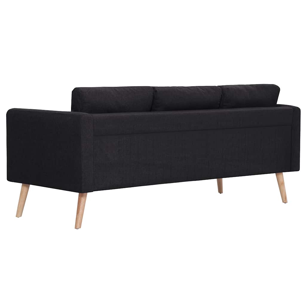 vidaXL Canapea cu 3 locuri, negru, material textil vidaXL Canapea cu 3 locuri, negru, material textil