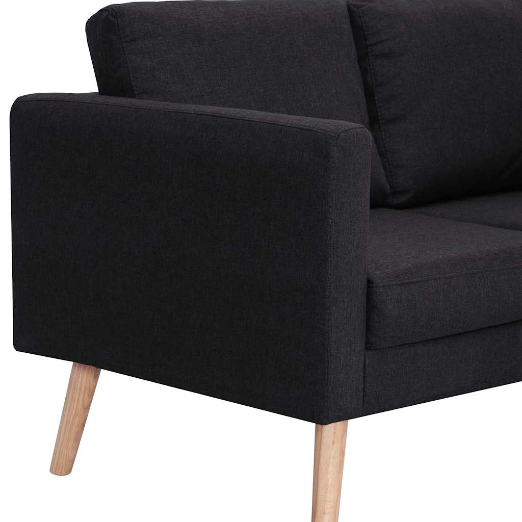 vidaXL Canapea cu 3 locuri, negru, material textil vidaXL Canapea cu 3 locuri, negru, material textil