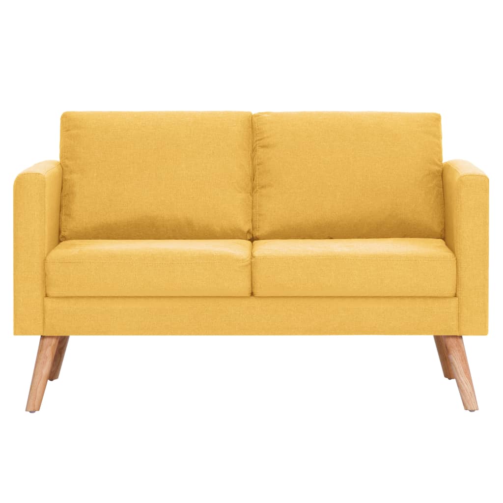 vidaXL Canapea cu 2 locuri, galben, material textil