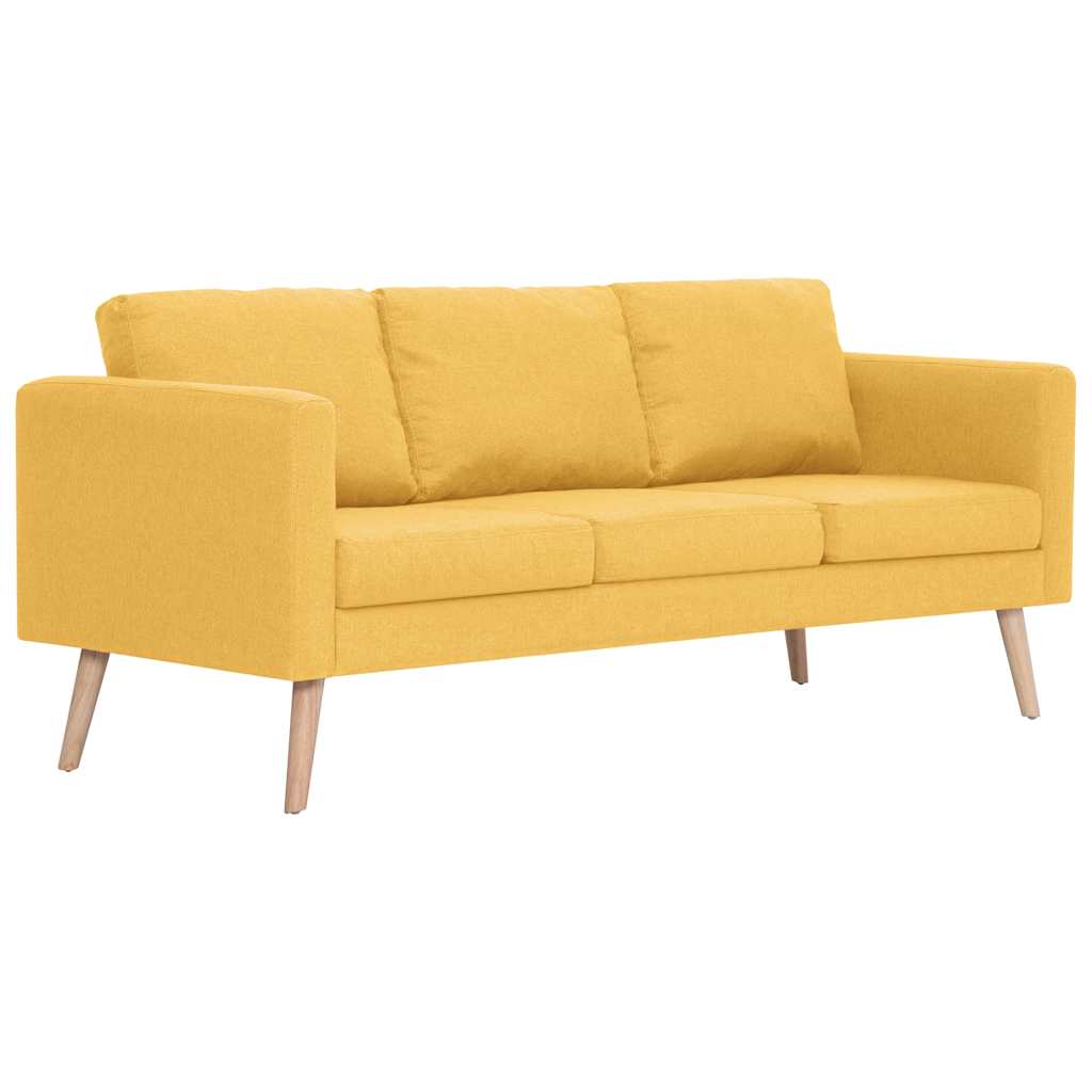 vidaXL Canapea cu 3 locuri, galben, material textil vidaXL Canapea cu 3 locuri, galben, material textil