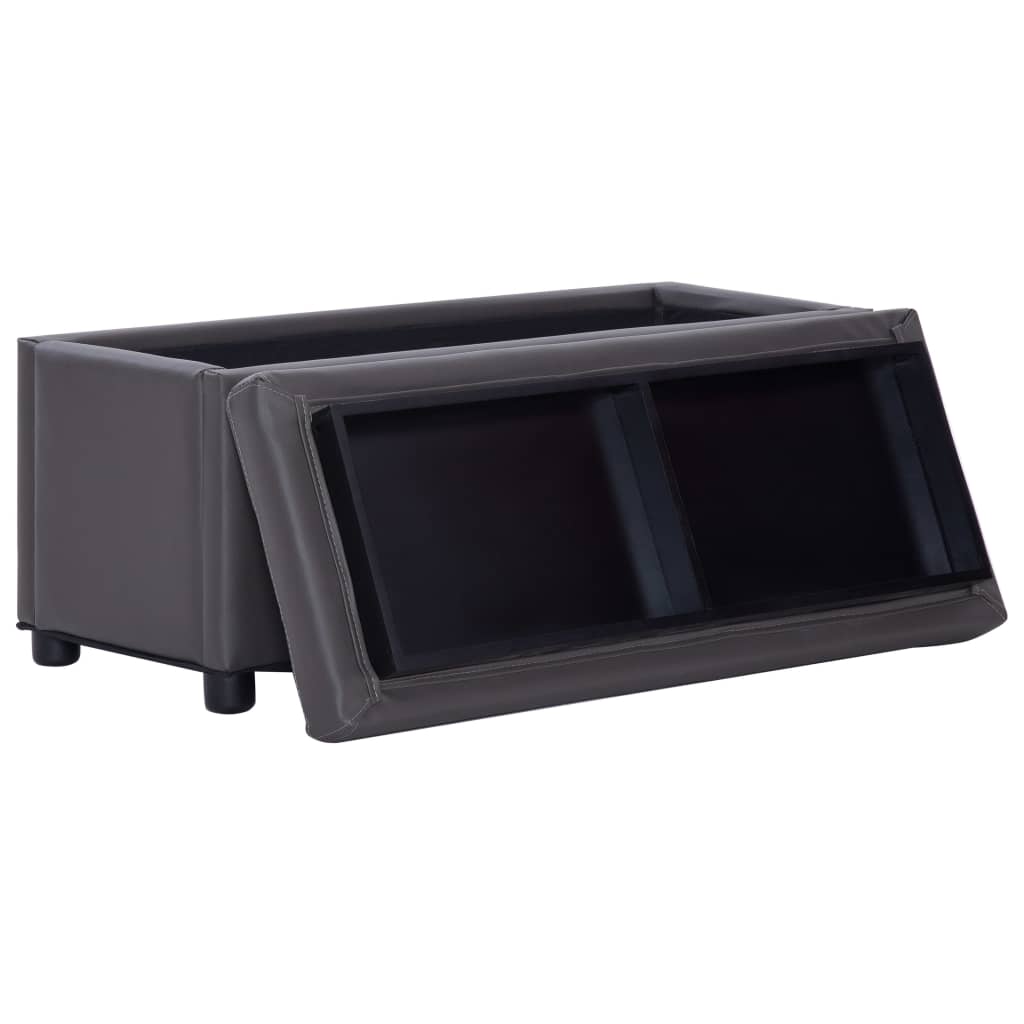 vidaXL Taburet de depozitare, gri, 87,5 cm, piele artificială