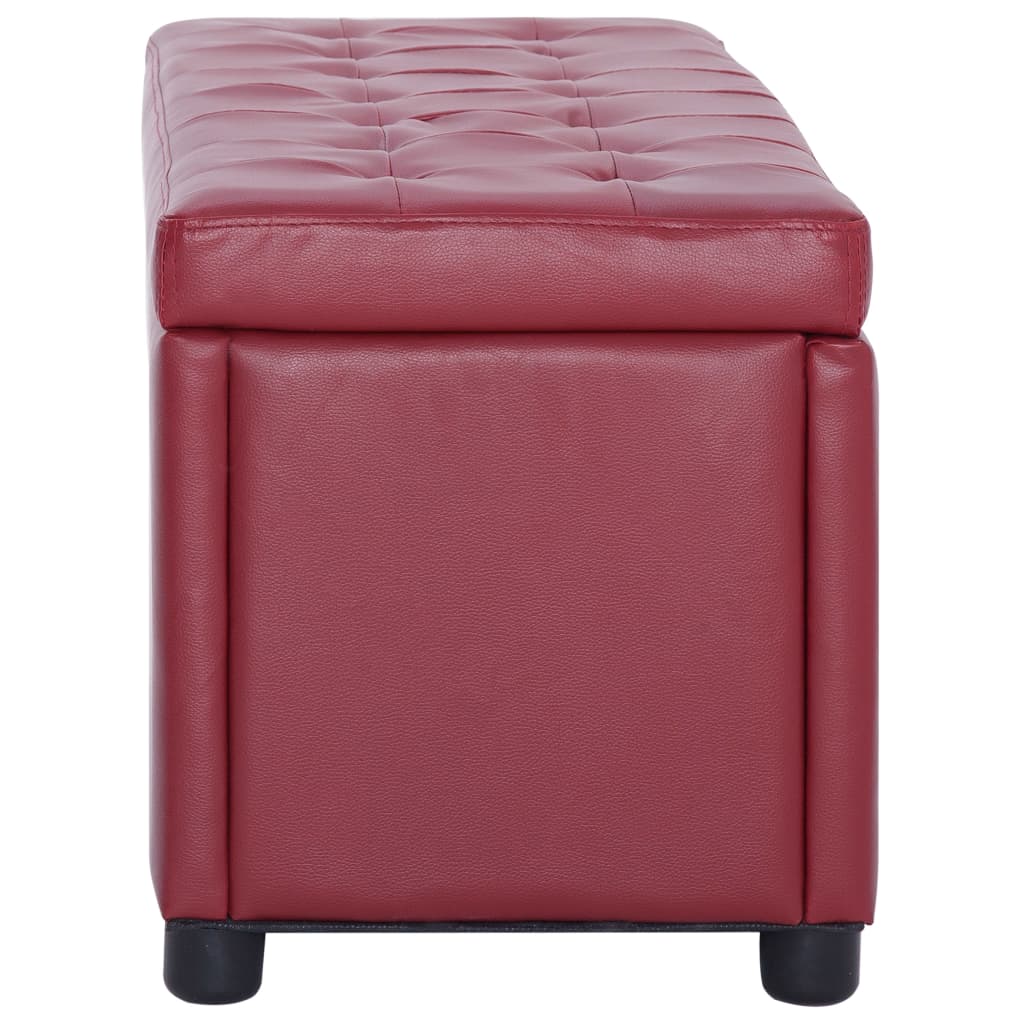 vidaXL Taburet de depozitare, roșu vin, 87,5 cm, piele ecologică
