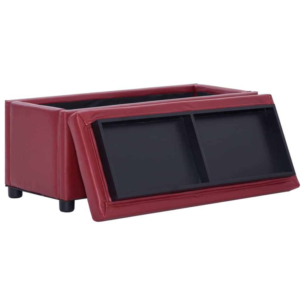 vidaXL Taburet de depozitare, roșu vin, 87,5 cm, piele ecologică