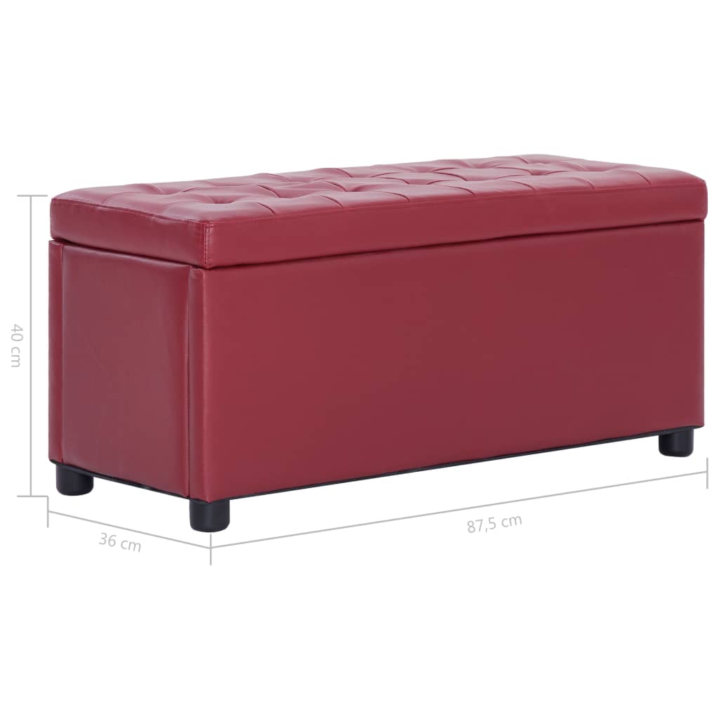 vidaXL Taburet de depozitare, roșu vin, 87,5 cm, piele ecologică