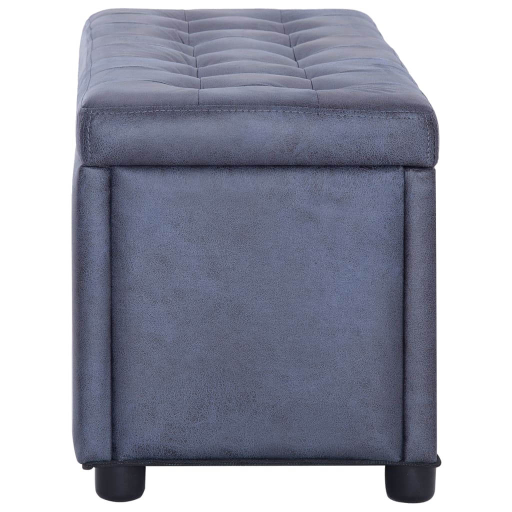 vidaXL Taburet de depozitare, gri, 87,5 cm, piele întoarsă ecologică