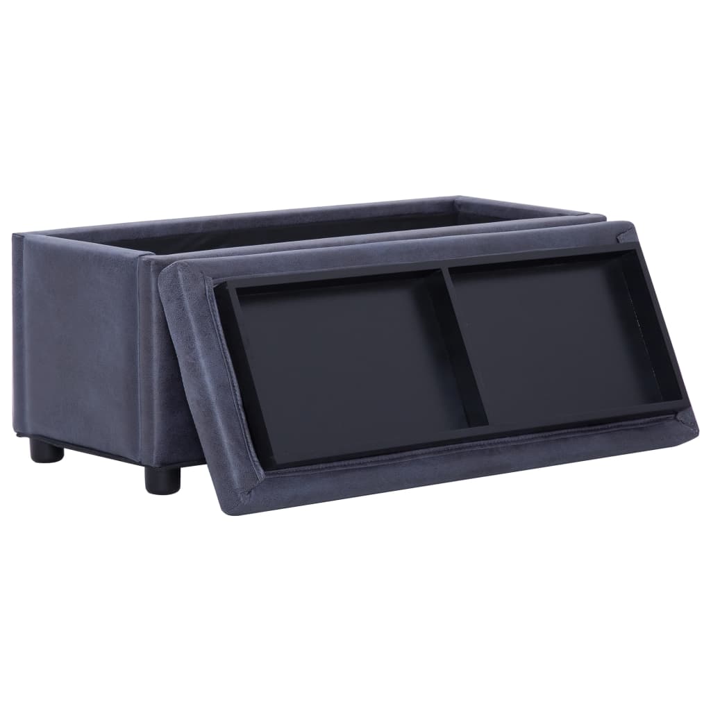 vidaXL Taburet de depozitare, gri, 87,5 cm, piele întoarsă ecologică