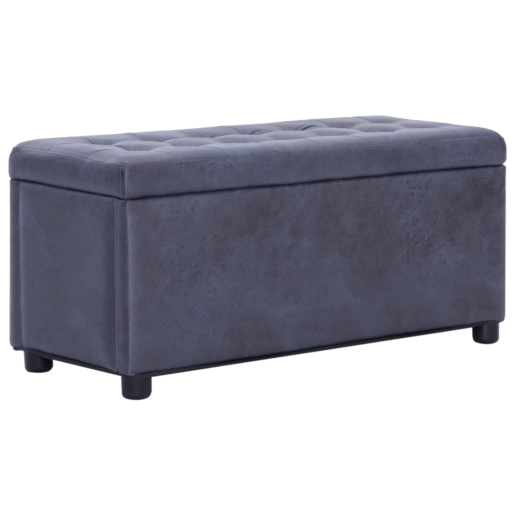 vidaXL Taburet de depozitare, gri, 87,5 cm, piele întoarsă ecologică