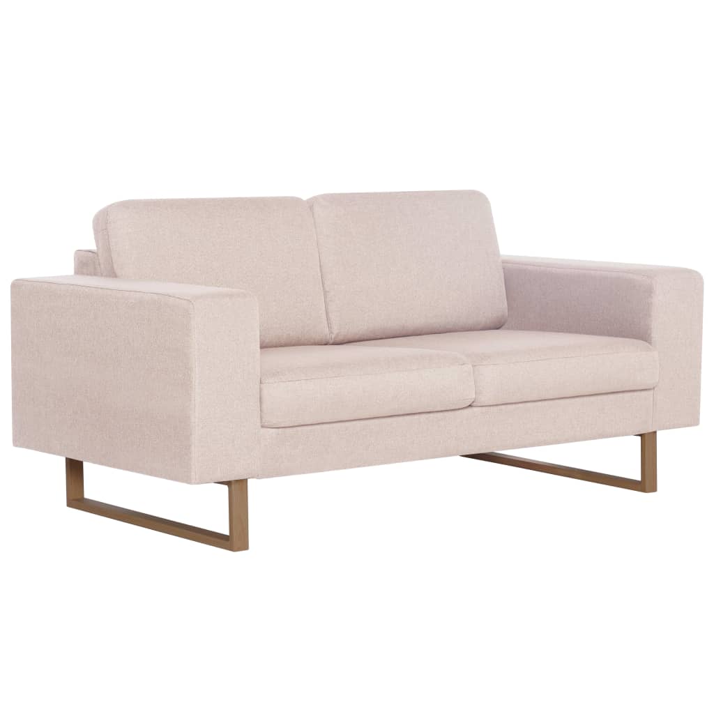 vidaXL Canapea cu 2 locuri, crem, material textil vidaXL Canapea cu 2 locuri, crem, material textil