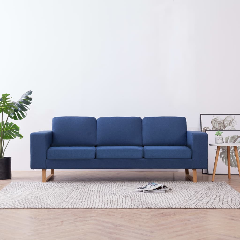 vidaXL Canapea cu 3 locuri, albastru, material textil vidaXL Canapea cu 3 locuri, albastru, material textil