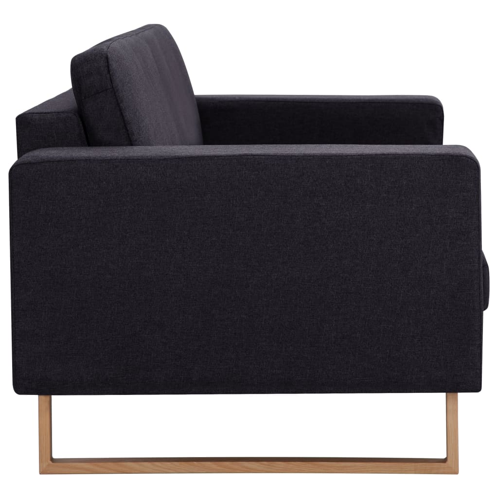 vidaXL Canapea cu 3 locuri, negru, material textil vidaXL Canapea cu 3 locuri, negru, material textil
