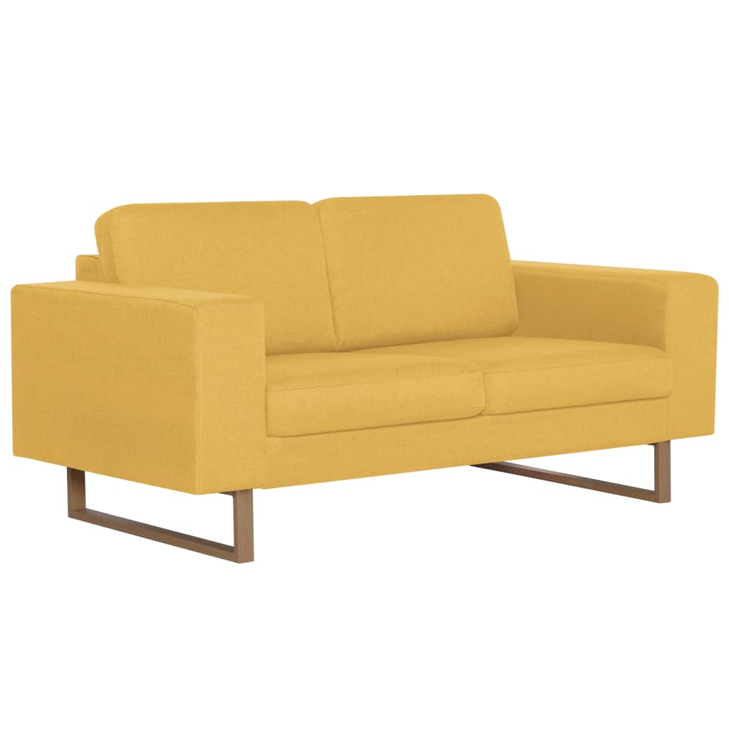 vidaXL Canapea cu 2 locuri, galben, material textil