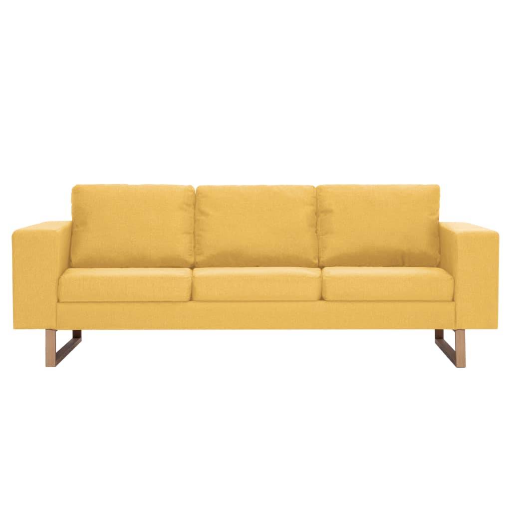 vidaXL Canapea cu 3 locuri, galben, material textil vidaXL Canapea cu 3 locuri, galben, material textil