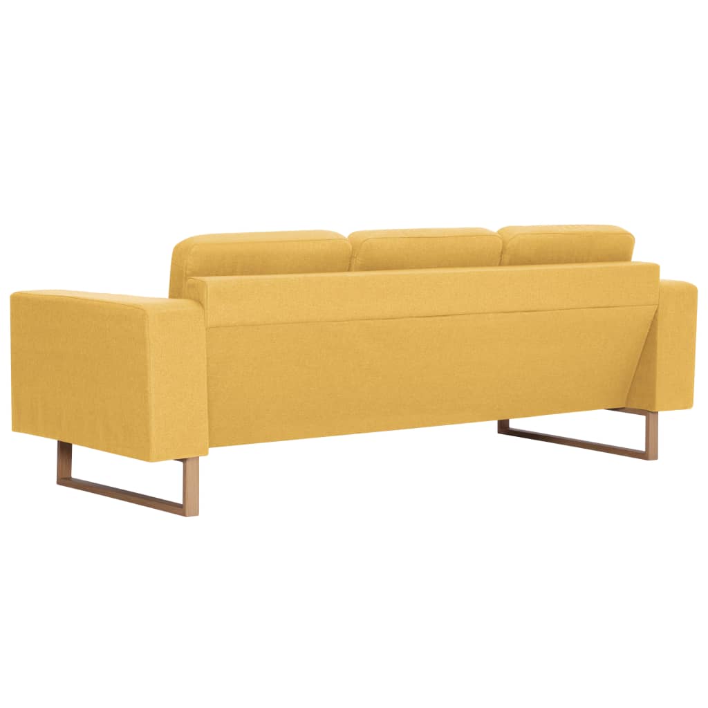 vidaXL Canapea cu 3 locuri, galben, material textil vidaXL Canapea cu 3 locuri, galben, material textil
