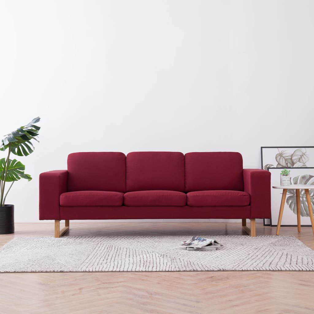 vidaXL Canapea cu 3 locuri, bordo, material textil vidaXL Canapea cu 3 locuri, bordo, material textil