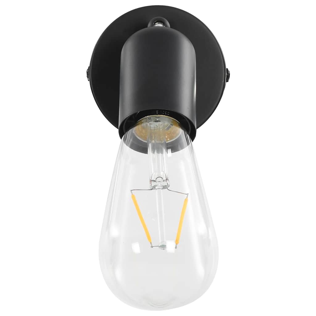 vidaXL Spoturi luminoase cu becuri filament, 2 buc., negru, 2 W, E27 vidaXL Spoturi luminoase cu becuri filament, 2 buc., negru, 2 W, E27