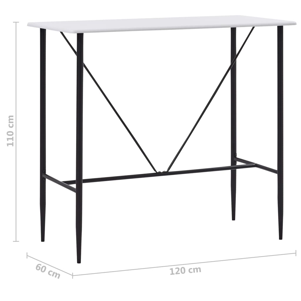 vidaXL Masă de bar, alb, 120 x 60 x 110 cm, MDF