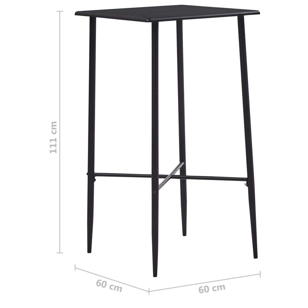 vidaXL Masă de bar, negru, 60 x 60 x 111 cm, MDF