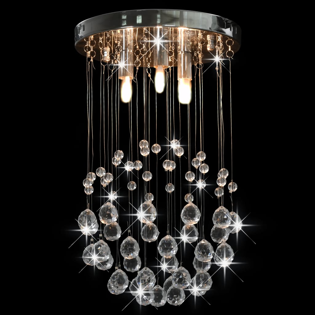 vidaXL Lustră cu mărgele de cristal, argintiu, sferă, 3 x bec G9