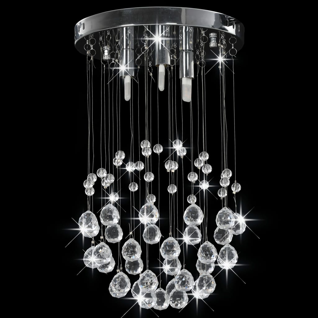 vidaXL Lustră cu mărgele de cristal, argintiu, sferă, 3 x bec G9