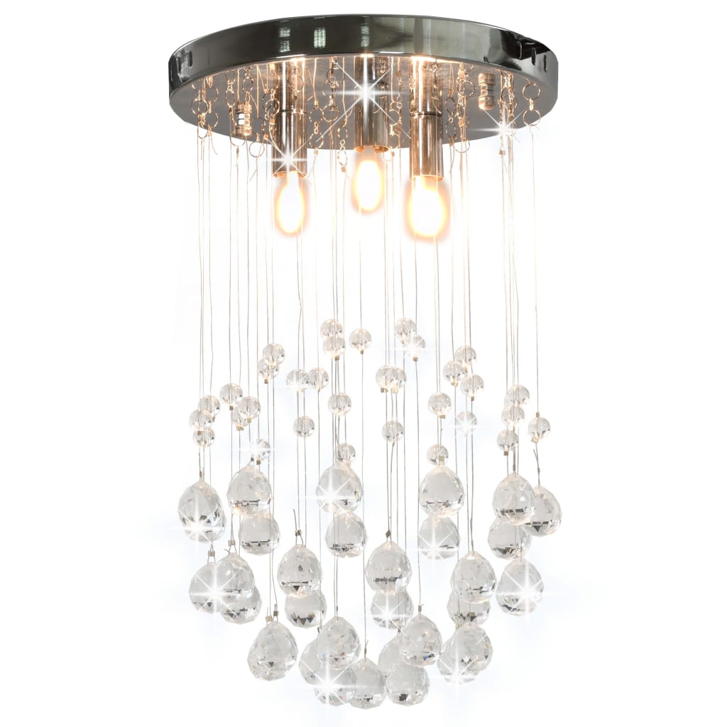 vidaXL Lustră cu mărgele de cristal, argintiu, sferă, 3 x bec G9
