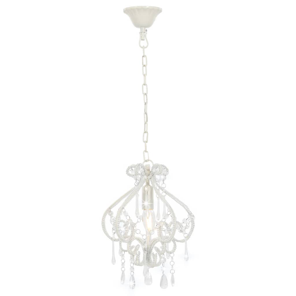vidaXL Candelabru cu mărgele, alb, rotund, E14 vidaXL Candelabru cu mărgele, alb, rotund, E14