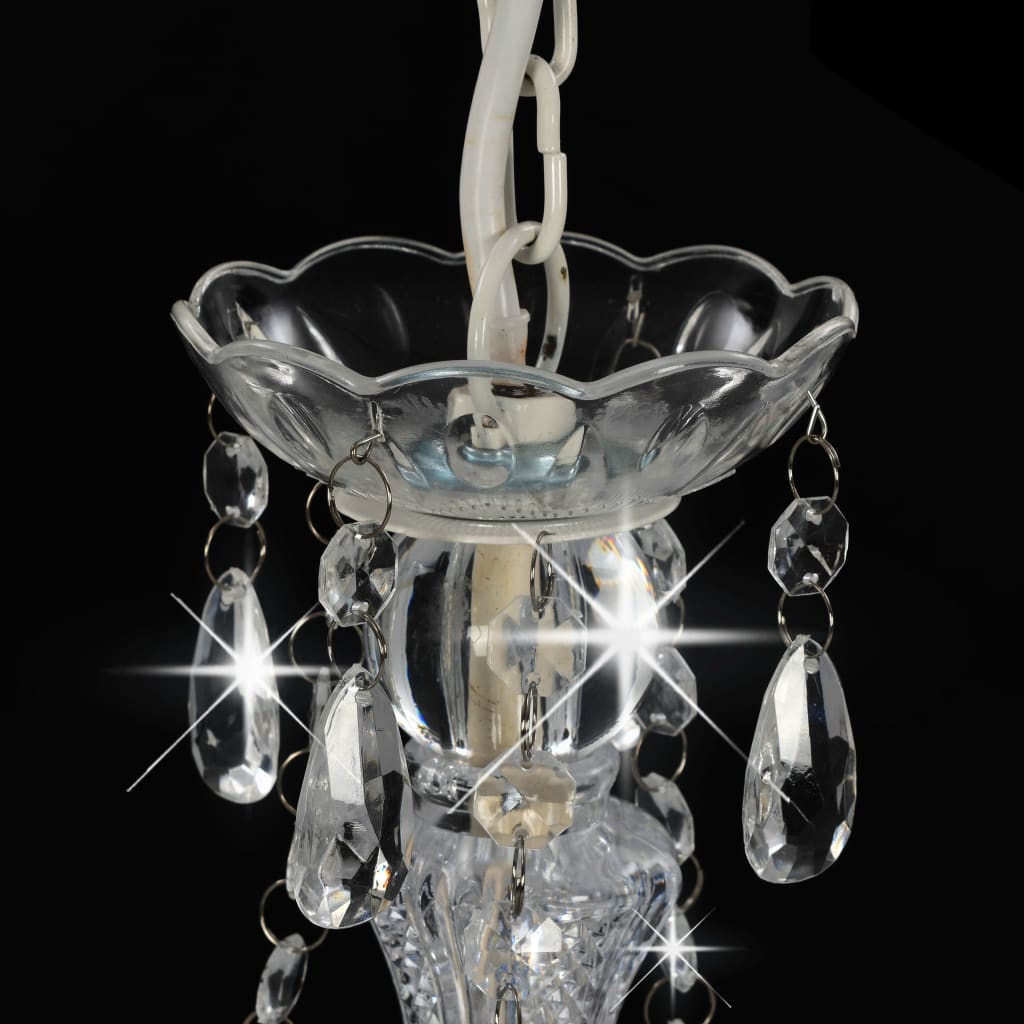 vidaXL Candelabru cu mărgele, alb, rotund, 3 becuri E14