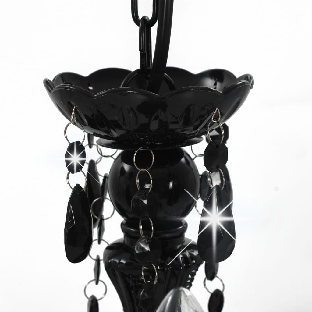 vidaXL Candelabru cu mărgele, negru, rotund, 3 becuri E14 vidaXL Candelabru cu mărgele, negru, rotund, 3 becuri E14
