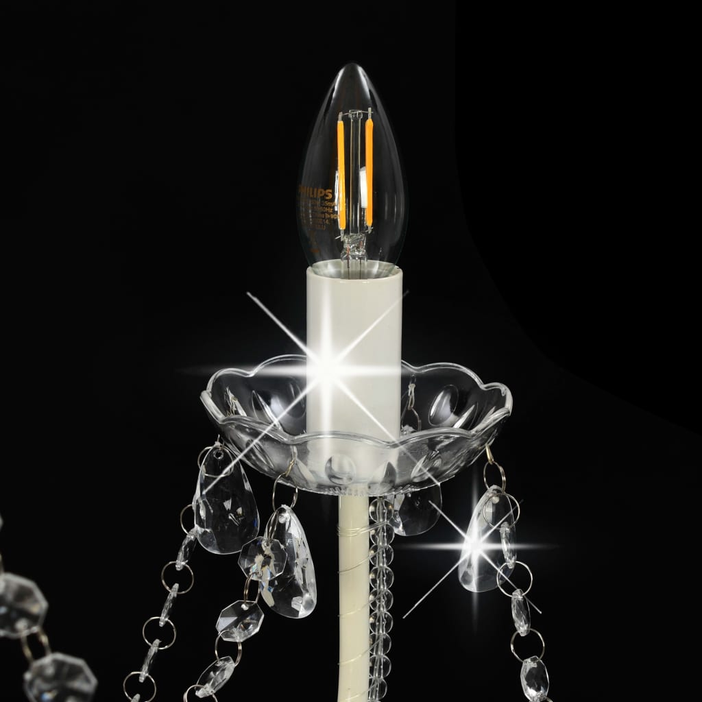 vidaXL Candelabru cu mărgele, alb, 8 becuri E14 vidaXL Candelabru cu mărgele, alb, 8 becuri E14