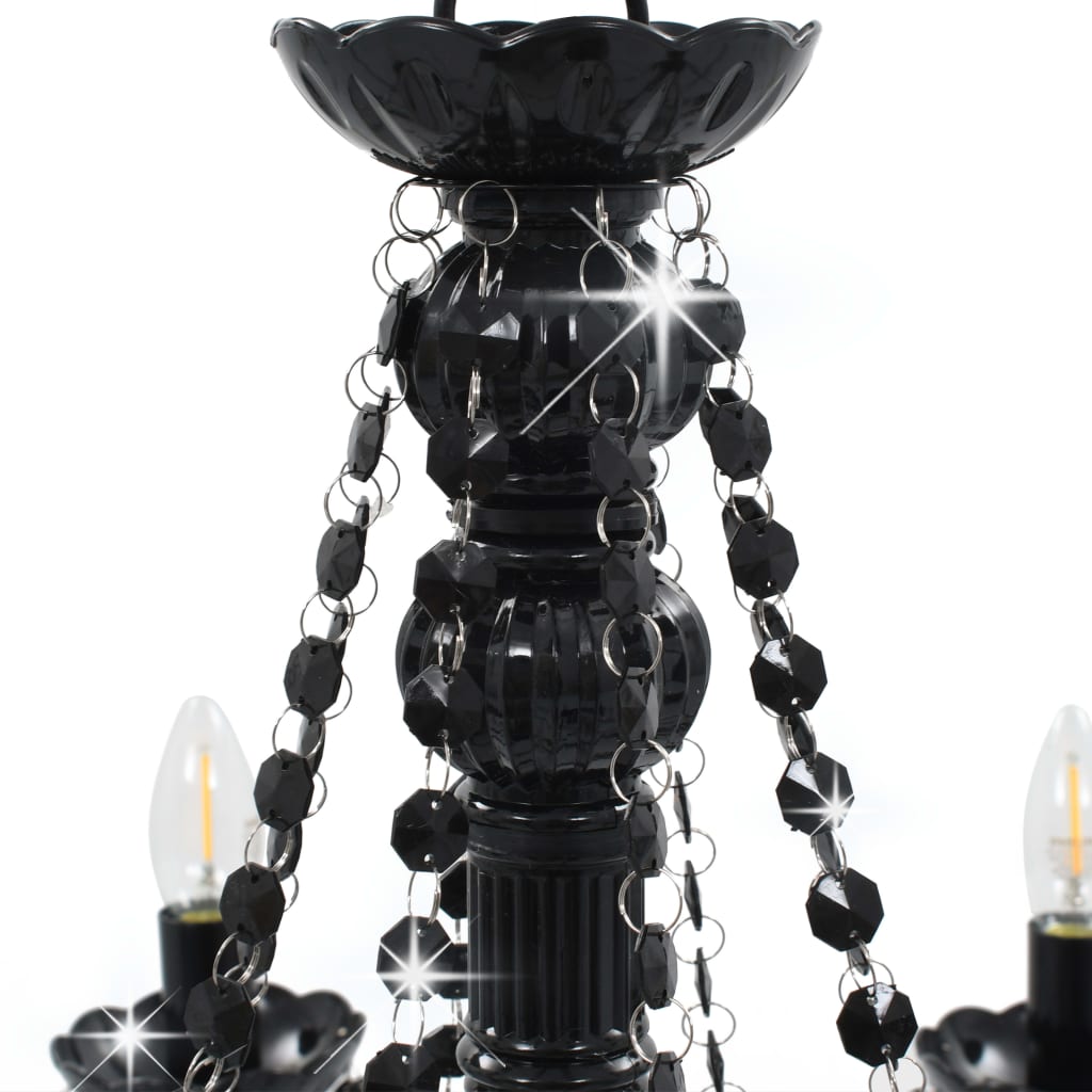 vidaXL Candelabru cu mărgele, negru, 8 becuri E14 vidaXL Candelabru cu mărgele, negru, 8 becuri E14