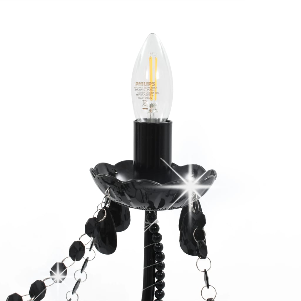 vidaXL Candelabru cu mărgele, negru, 8 becuri E14 vidaXL Candelabru cu mărgele, negru, 8 becuri E14