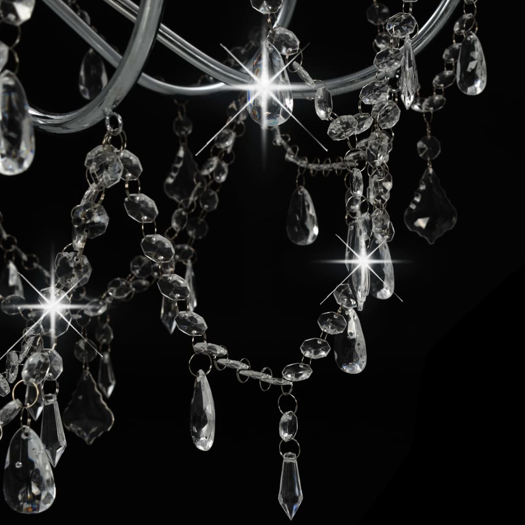 vidaXL Candelabru cu mărgele, argintiu, 8 becuri E14