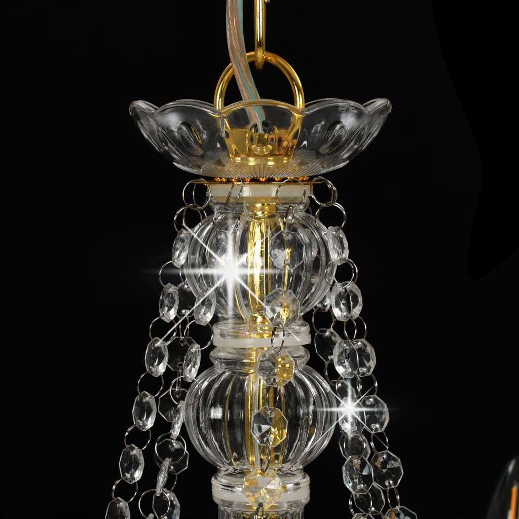 vidaXL Candelabru cu mărgele, auriu, 8 becuri E14 vidaXL Candelabru cu mărgele, auriu, 8 becuri E14