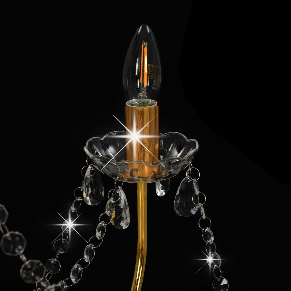 vidaXL Candelabru cu mărgele, auriu, 8 becuri E14 vidaXL Candelabru cu mărgele, auriu, 8 becuri E14