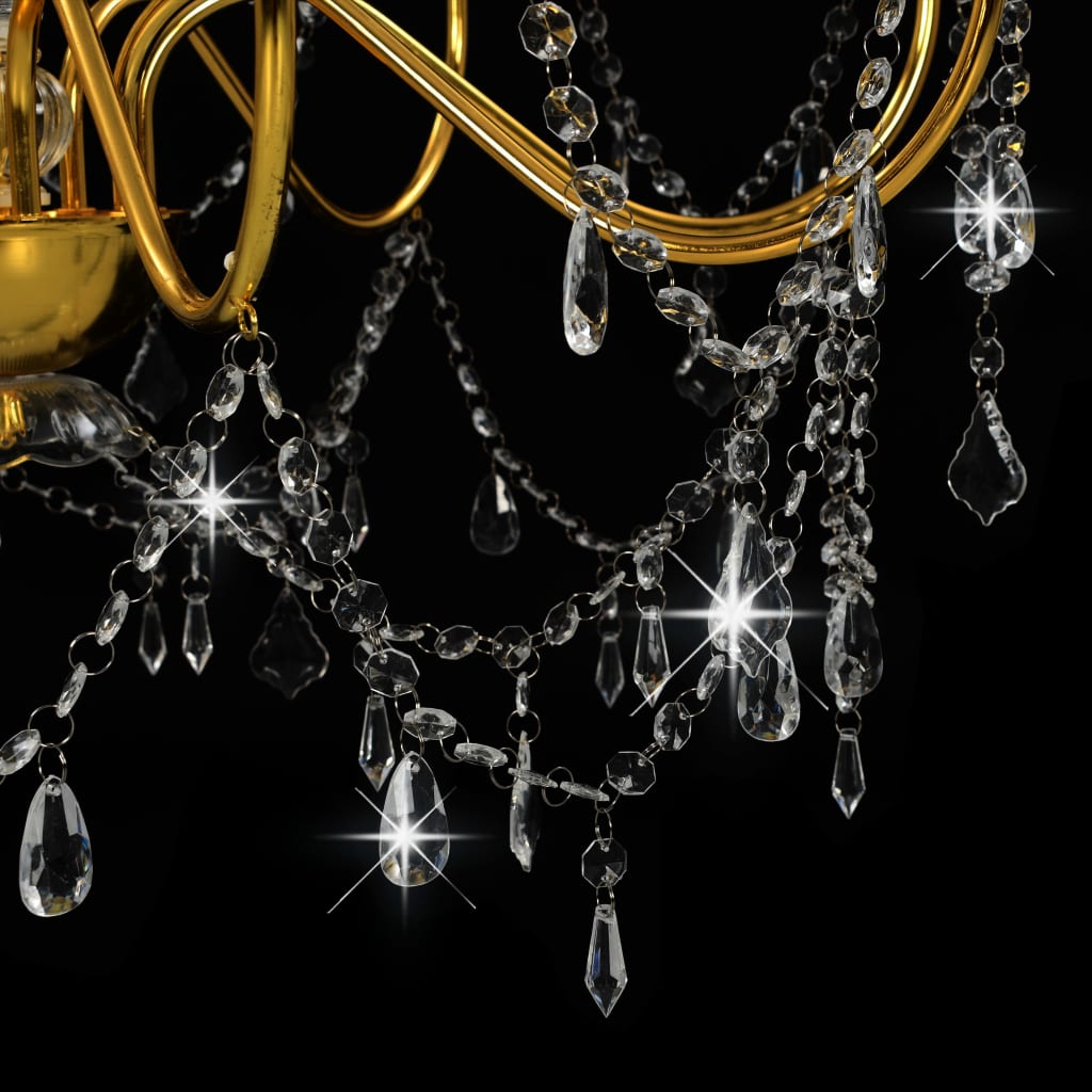 vidaXL Candelabru cu mărgele, auriu, 8 becuri E14 vidaXL Candelabru cu mărgele, auriu, 8 becuri E14
