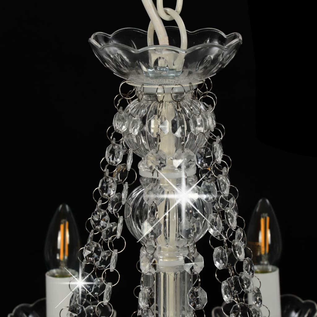 vidaXL Candelabru cu mărgele, alb, 12 becuri E14 vidaXL Candelabru cu mărgele, alb, 12 becuri E14