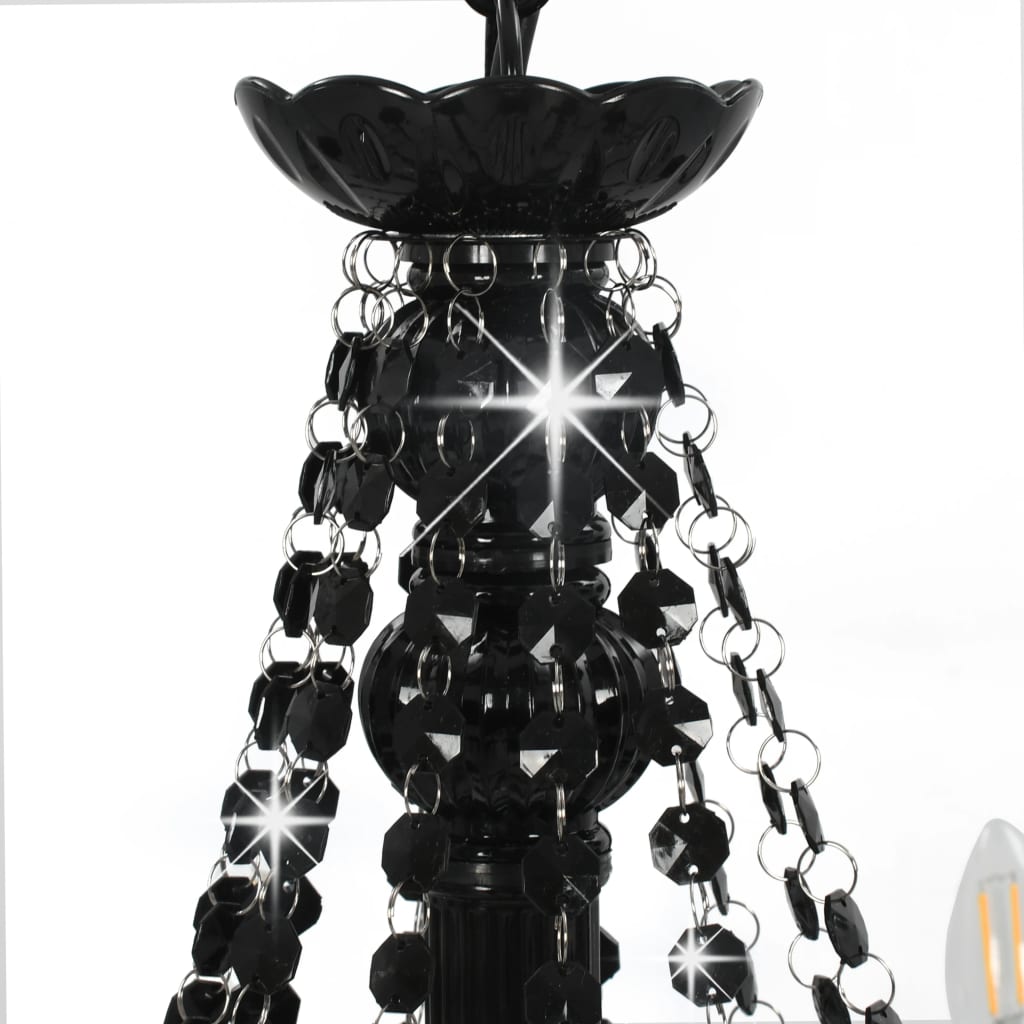 vidaXL Candelabru cu mărgele, negru, 12 becuri x E14 vidaXL Candelabru cu mărgele, negru, 12 becuri x E14